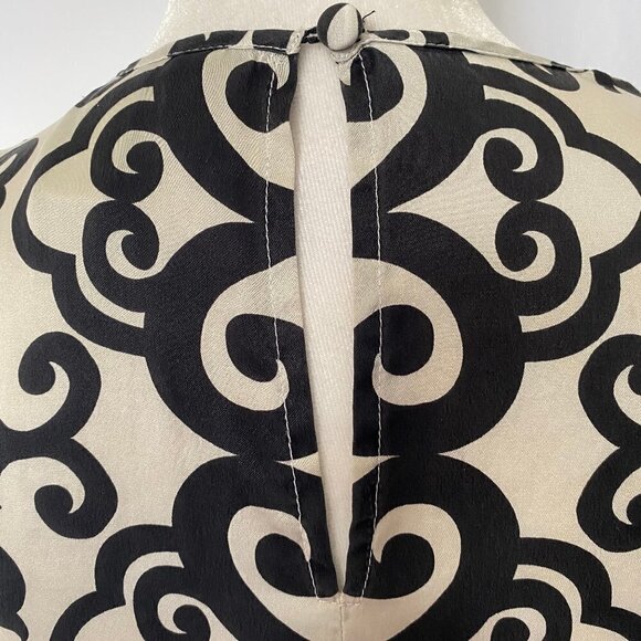 White House Black Market Scroll Design 100% Silk Blouse - Picture 8 of 12